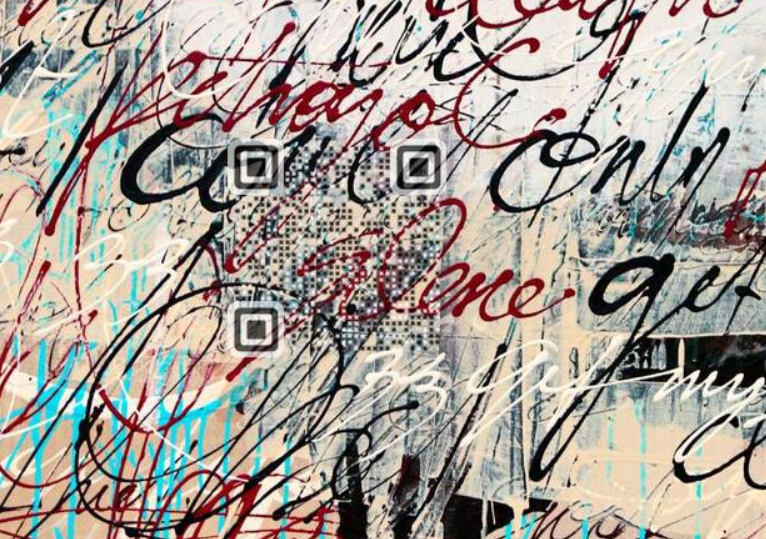 QR code dissimulé dans une œuvre calligraphique